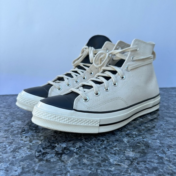 CONVERSE CHUCK TAYLOR 70 HI FEAR OF GOD FOG ESSENTIALS IVORY BLACK 167955C 10.5. - Picture 1 of 14